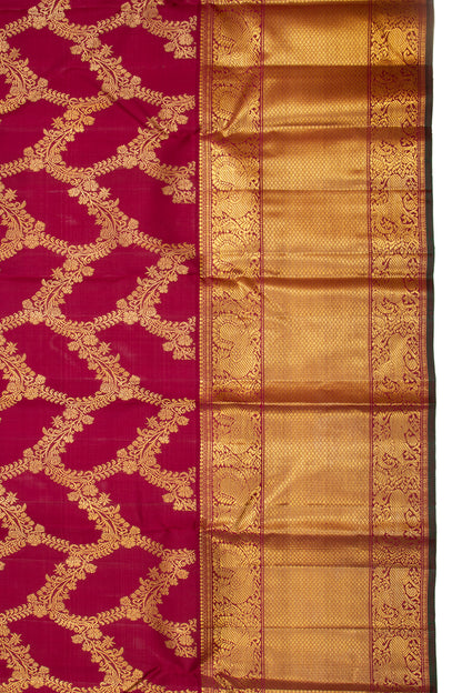 Kanchipuram Silk Jaal Maroon Saree