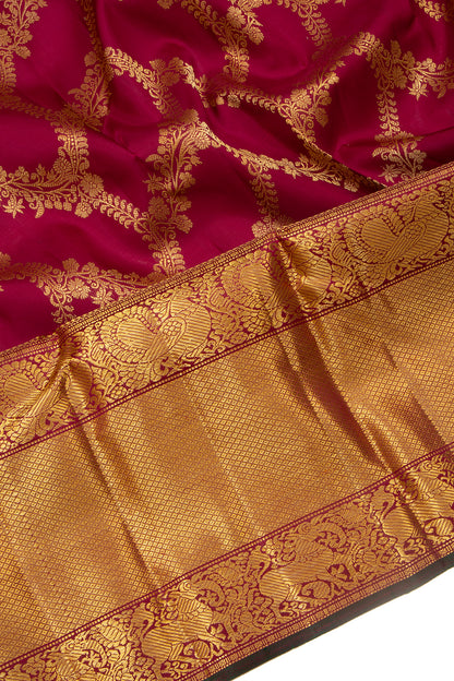 Kanchipuram Silk Jaal Maroon Saree
