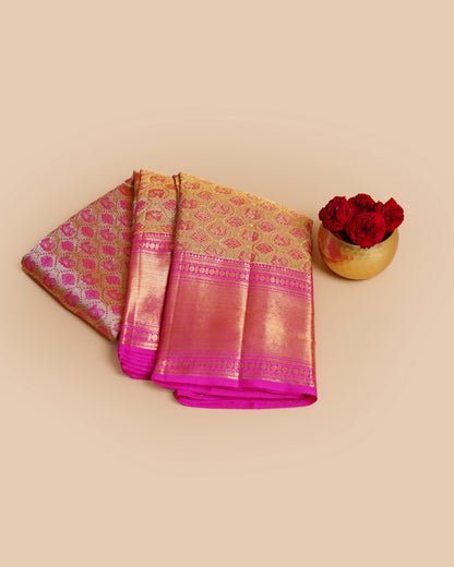 Kanchipuram Silk Tissue Brocade Gold Saree