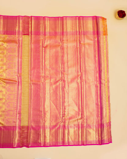 Kanchipuram Silk Tissue Brocade Gold Saree