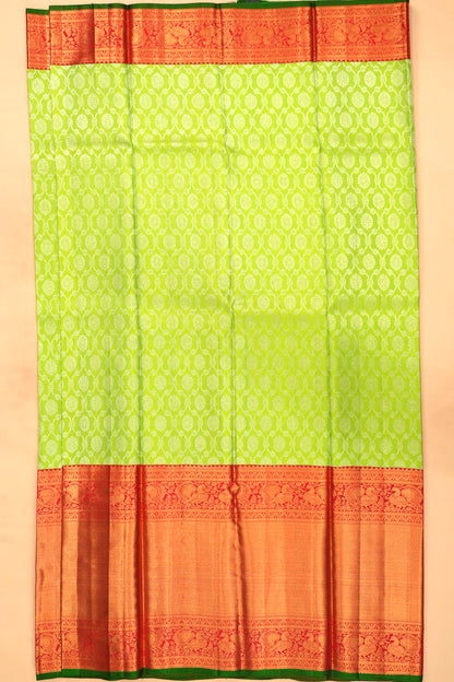 Kanchipuram Silk Brocade Green Saree