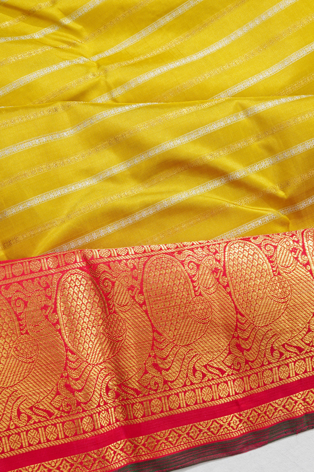 Kanchipuram Silk Lines Yellow Saree
