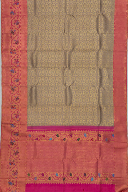 Kanchipuram Silk Brocade Grey Saree