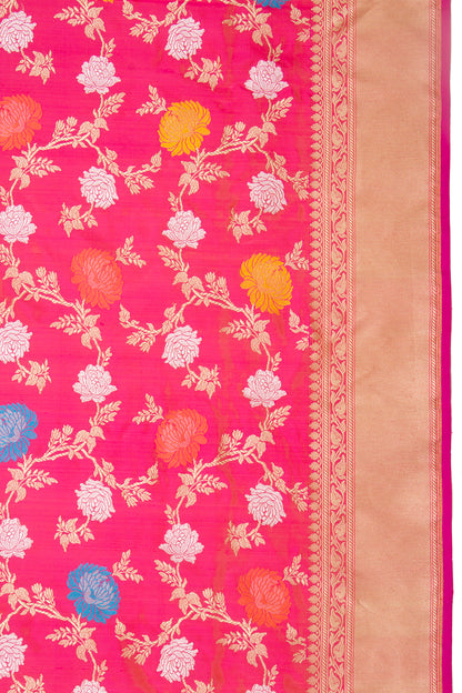Banarasi Silk Kadwa Jaal Pink Saree