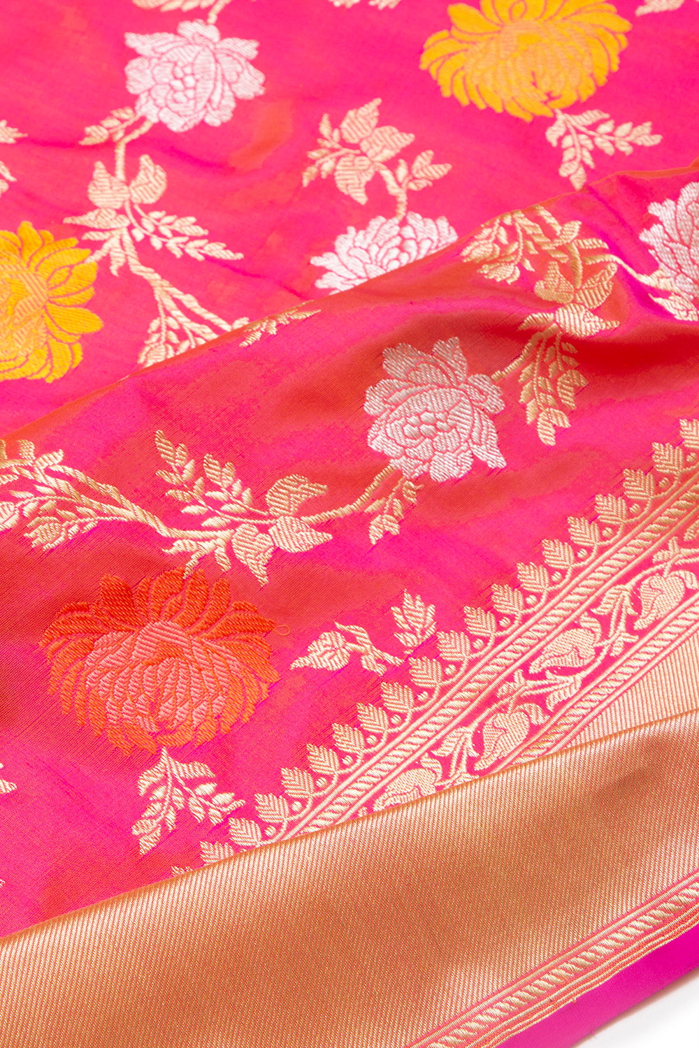 Banarasi Silk Kadwa Jaal Pink Saree