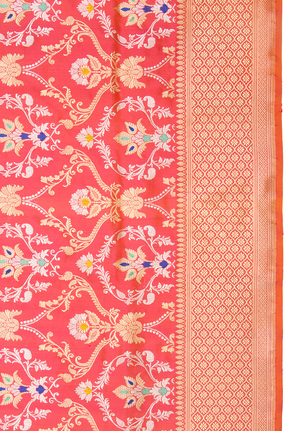 Banarasi Silk Jaal Dual Tone Pink And Orange Saree