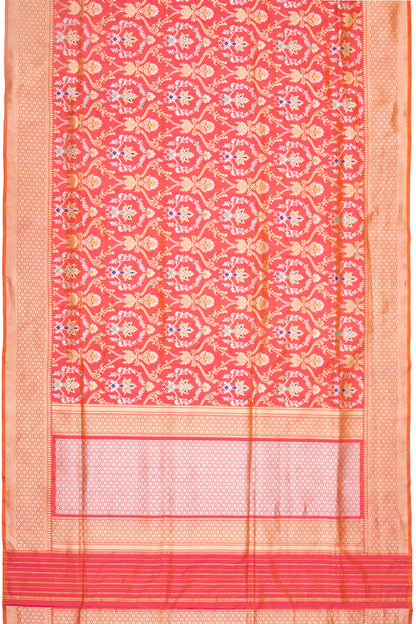 Banarasi Silk Jaal Dual Tone Pink And Orange Saree