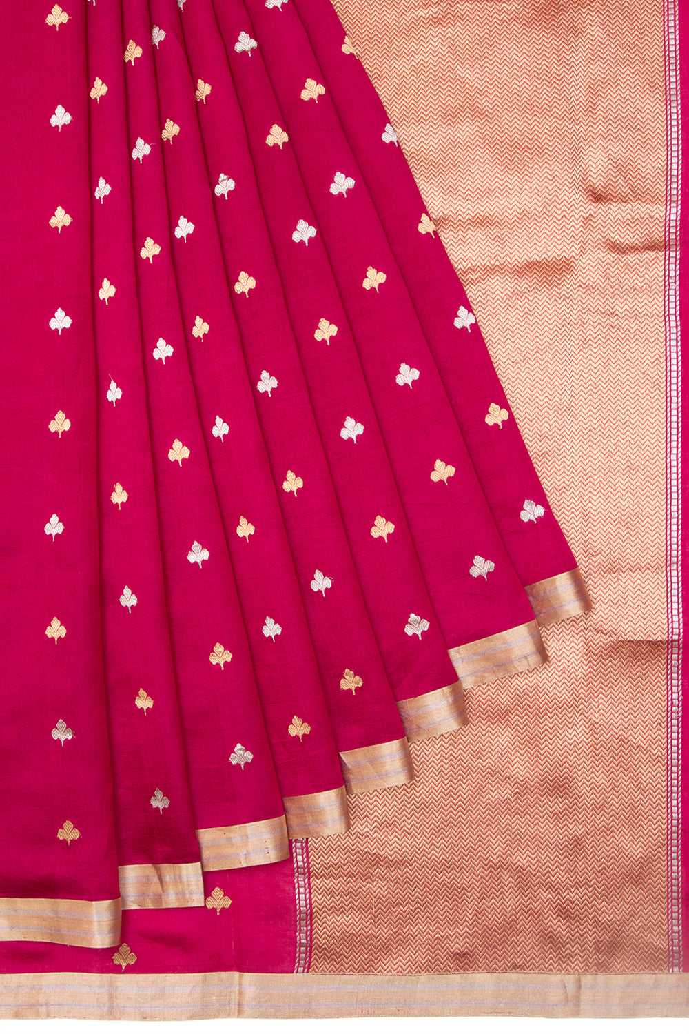 Chanderi Silk Butta Magenta Pink Saree