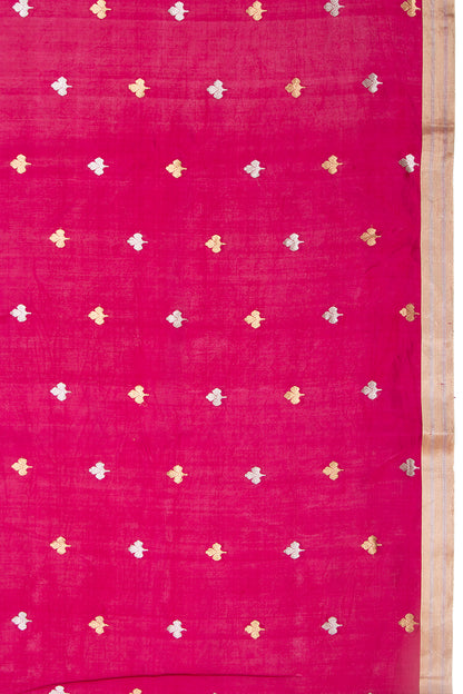 Chanderi Silk Butta Magenta Pink Saree