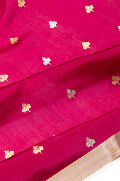 Chanderi Silk Butta Magenta Pink Saree