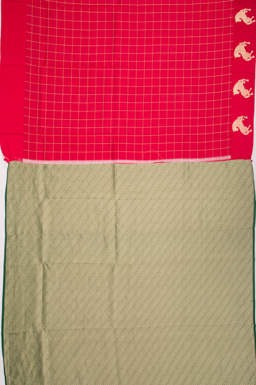 Banarasi Silk Katan Checks Red Saree