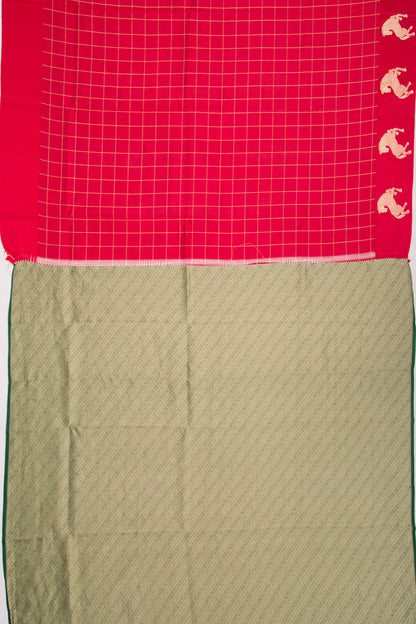 Banarasi Silk Katan Checks Red Saree