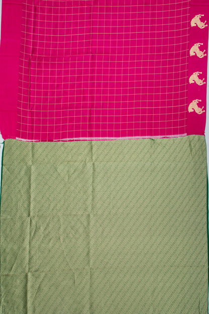 Banarasi Katan Silk Checks Magenta Pink Saree
