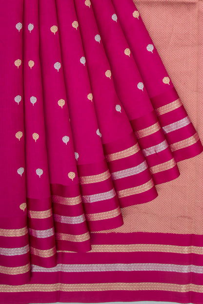 Banarasi Katan Silk Butta Magenta Pink Saree