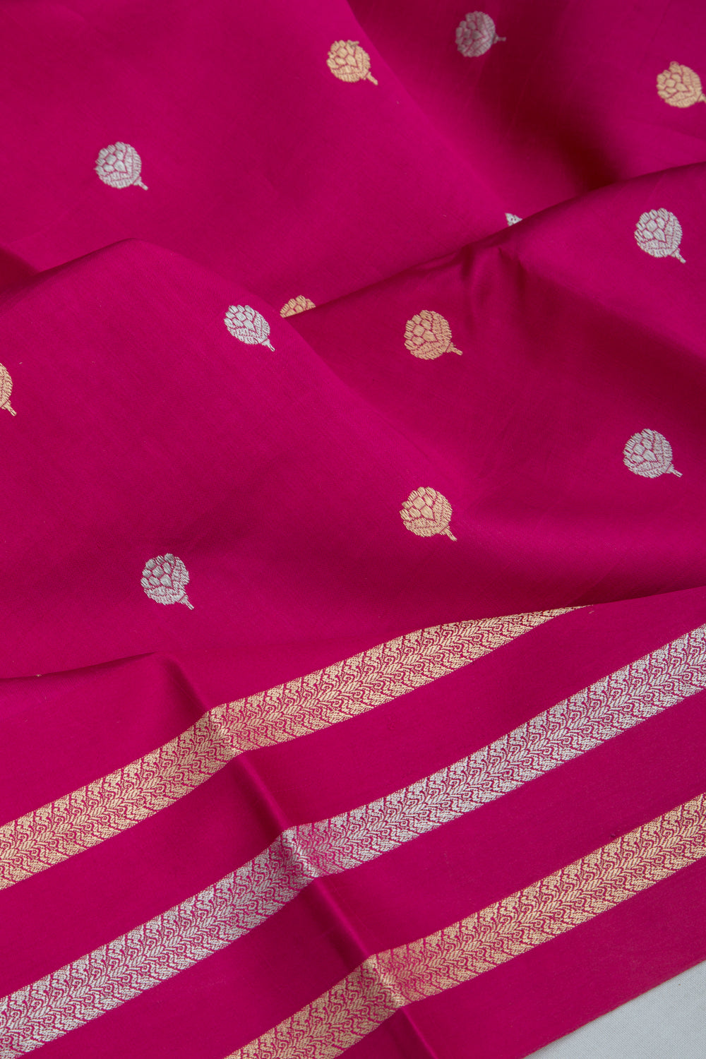 Banarasi Katan Silk Butta Magenta Pink Saree