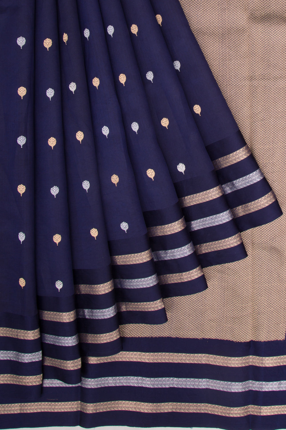 Banarasi Silk Katan Butta Dark Blue Saree