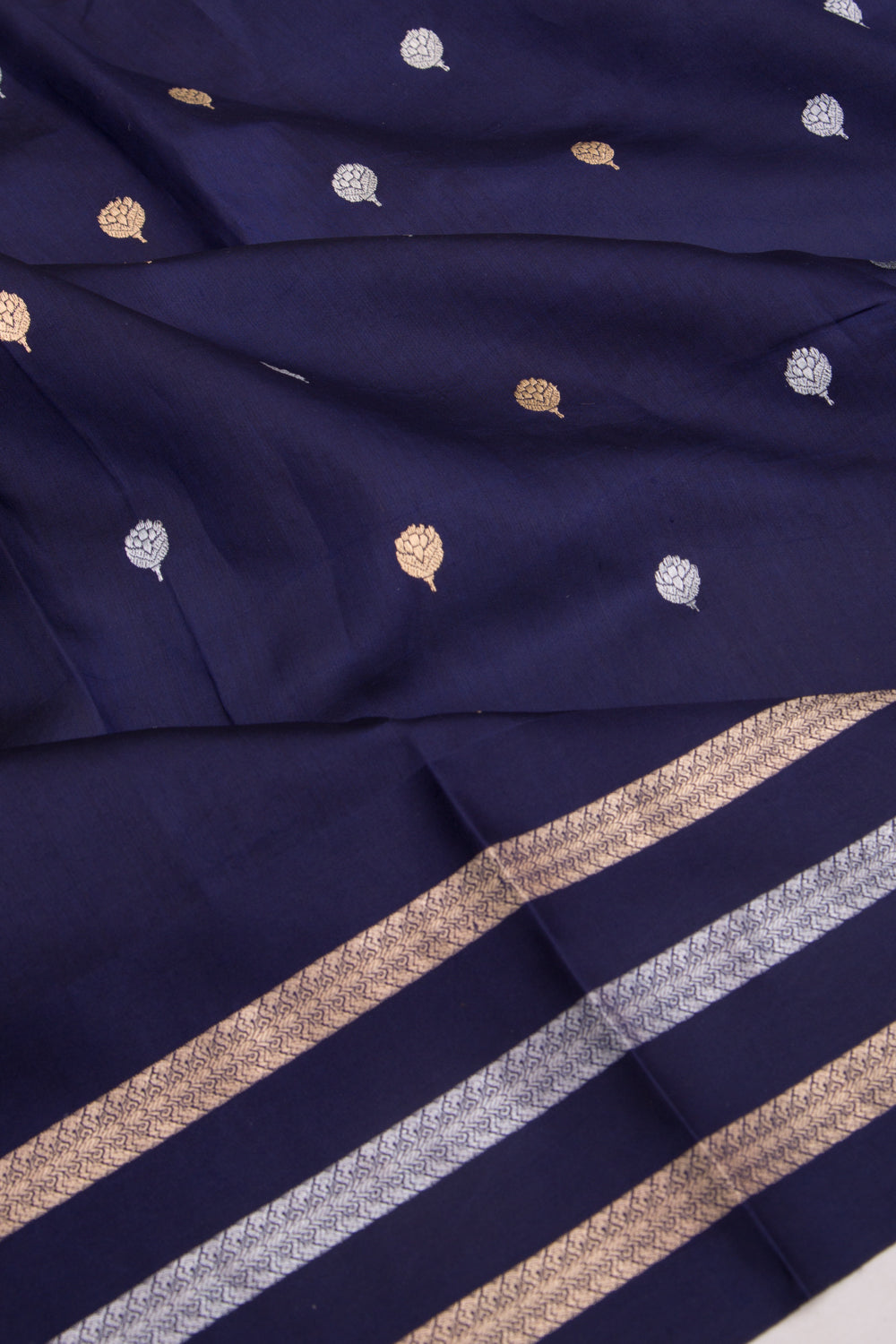 Banarasi Silk Katan Butta Dark Blue Saree