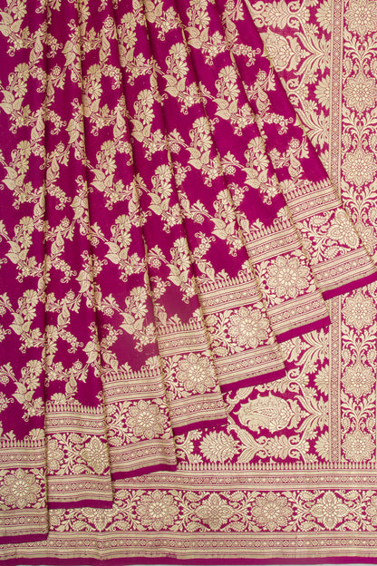 Banarasi Satin Silk Jaal Purple Saree