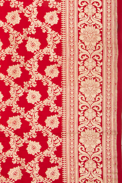 Banarasi Satin Silk Jaal Red Saree