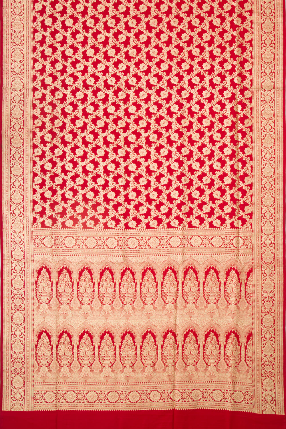 Banarasi Satin Silk Jaal Red Saree