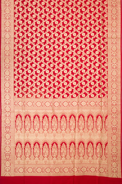 Banarasi Satin Silk Jaal Red Saree