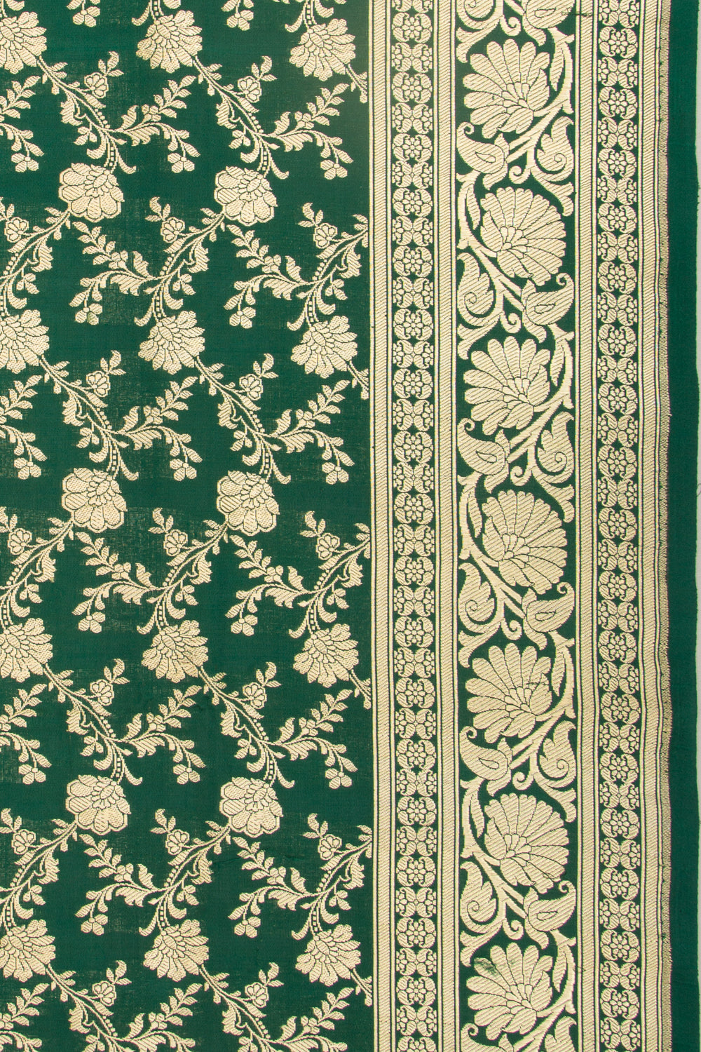 Banarasi Satin Silk Jaal Dark Green Saree