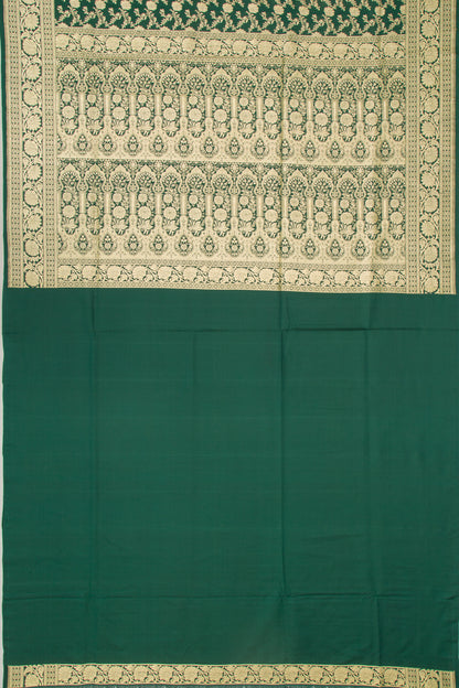 Banarasi Satin Silk Jaal Dark Green Saree