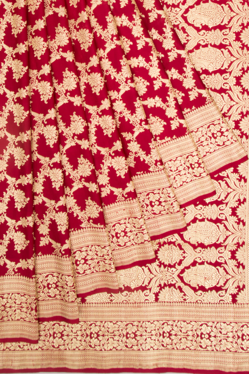 Banarasi Satin Silk Jaal Maroon Saree