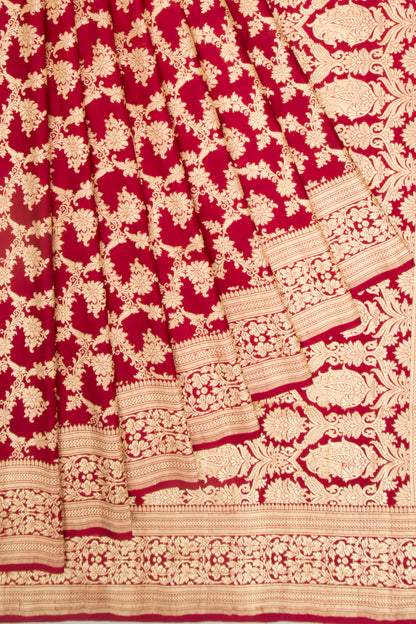 Banarasi Satin Silk Jaal Maroon Saree