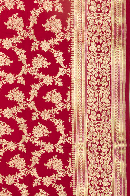 Banarasi Satin Silk Jaal Maroon Saree