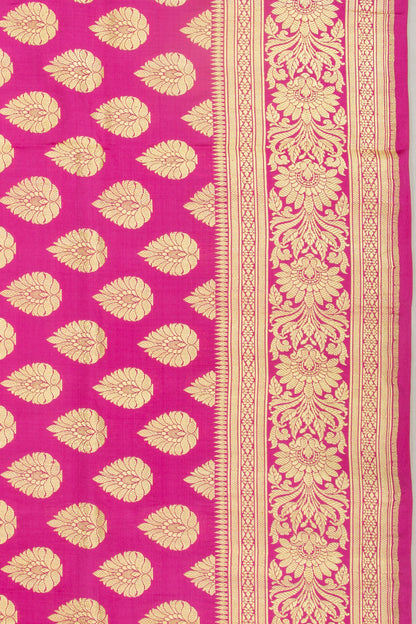 Banarasi Satin Silk Butta Magenta Pink Saree