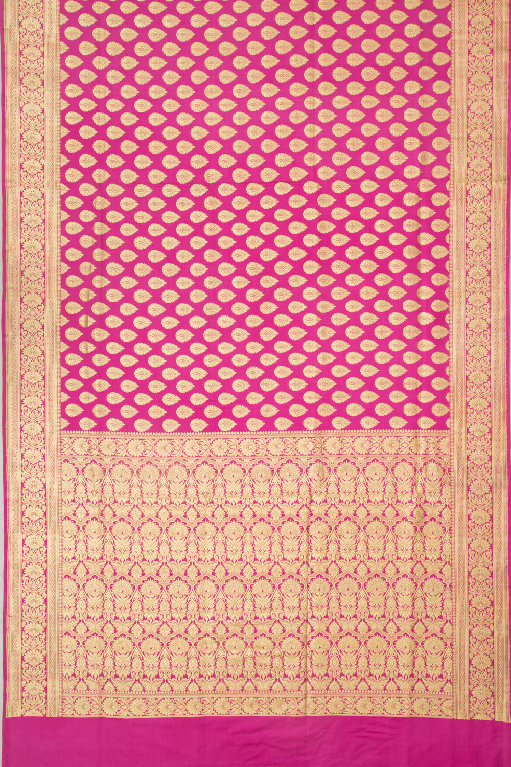 Banarasi Satin Silk Butta Magenta Pink Saree