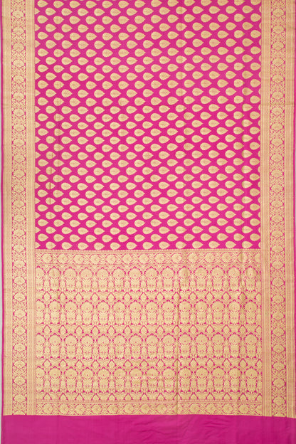 Banarasi Satin Silk Butta Magenta Pink Saree