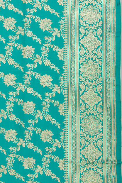 Banarasi Satin Silk Jaal Teal Blue Saree