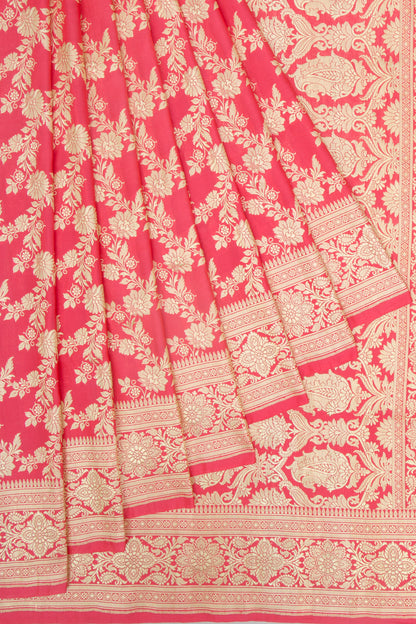 Banarasi Satin Silk Jaal Pink Saree