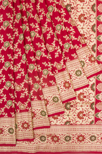 Banarasi Satin Silk Jaal Maroon Saree