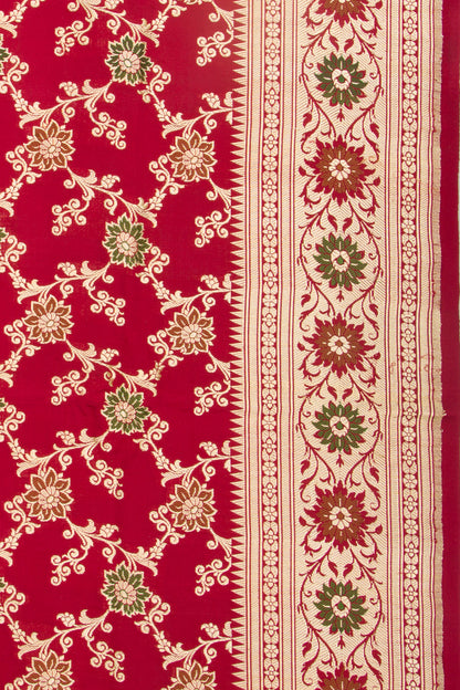 Banarasi Satin Silk Jaal Maroon Saree