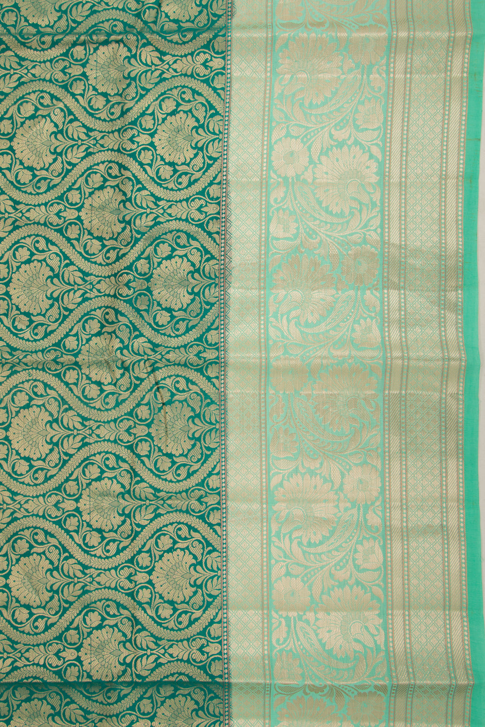 Banarasi Silk Brocade Dark Green Saree