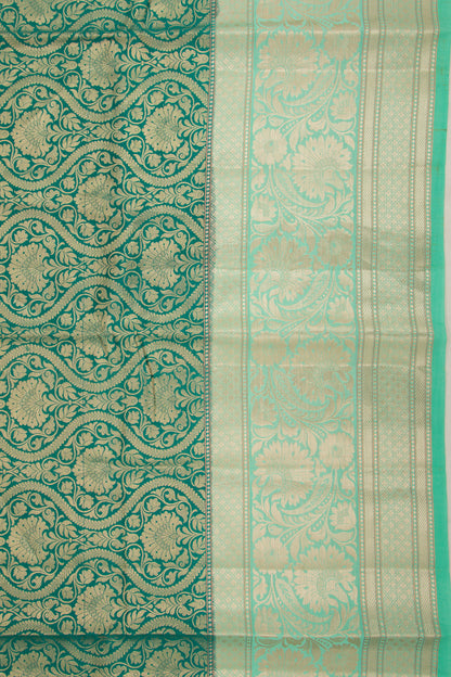 Banarasi Silk Brocade Dark Green Saree
