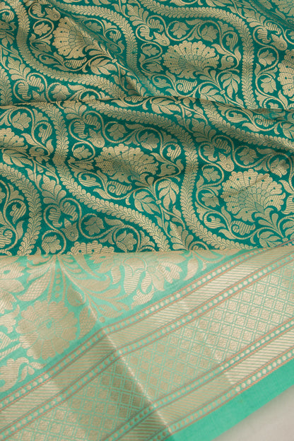 Banarasi Silk Brocade Dark Green Saree