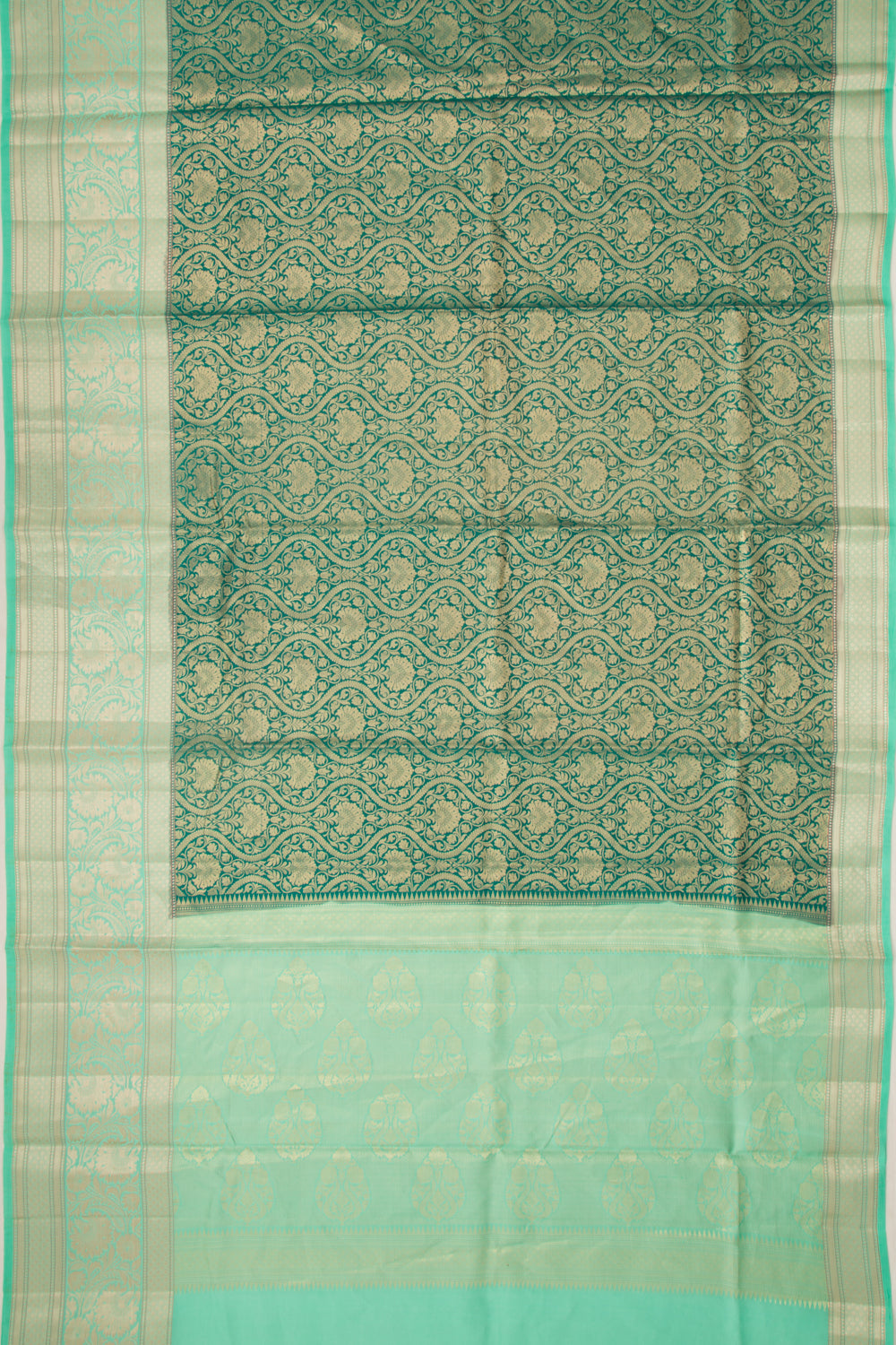 Banarasi Silk Brocade Dark Green Saree