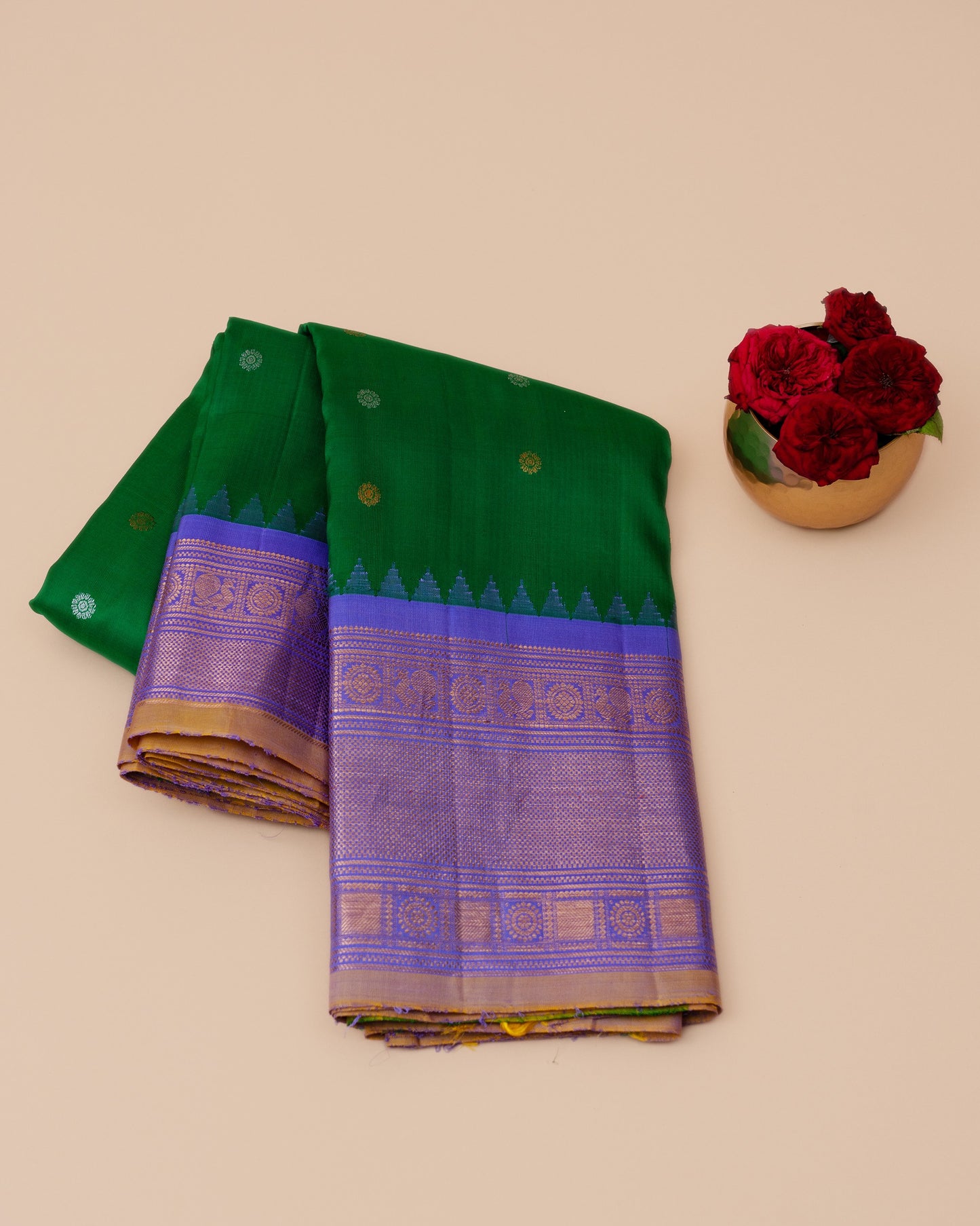 Gadwal Silk Butta Green Saree
