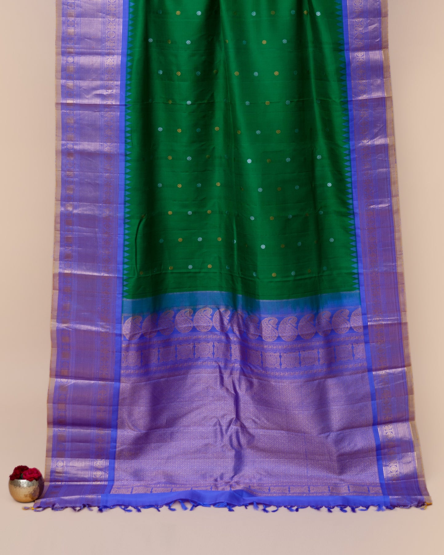 Gadwal Silk Butta Green Saree