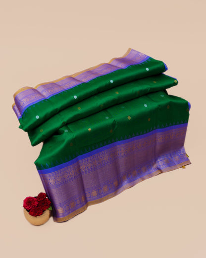 Gadwal Silk Butta Green Saree