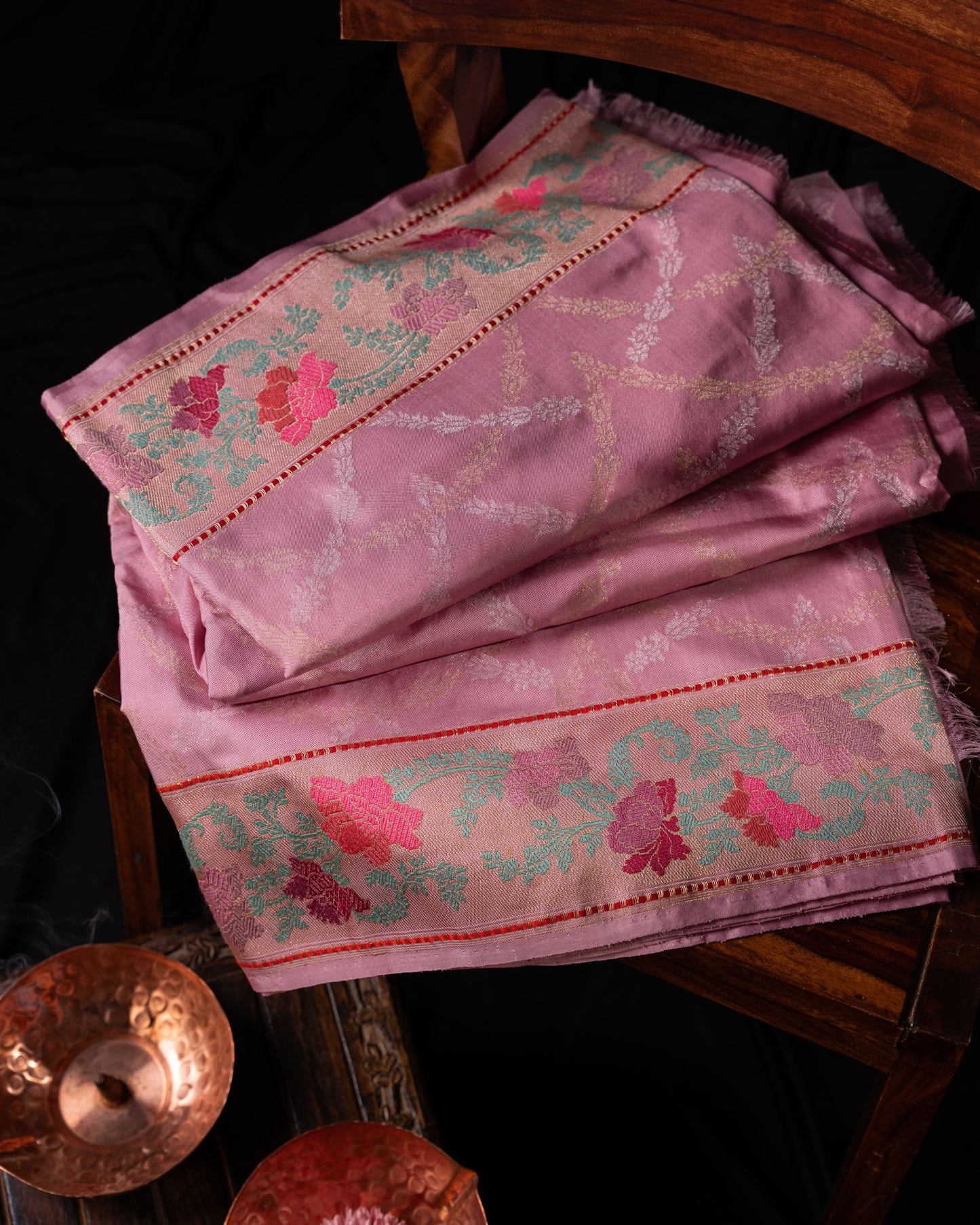 Banarasi Silk Jamdani Jaal Baby Pink Saree
