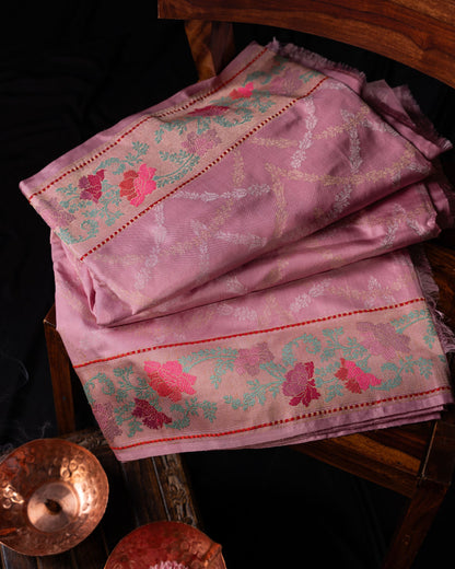 Banarasi Silk Jamdani Jaal Baby Pink Saree