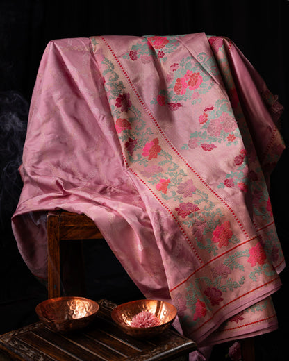 Banarasi Silk Jamdani Jaal Baby Pink Saree