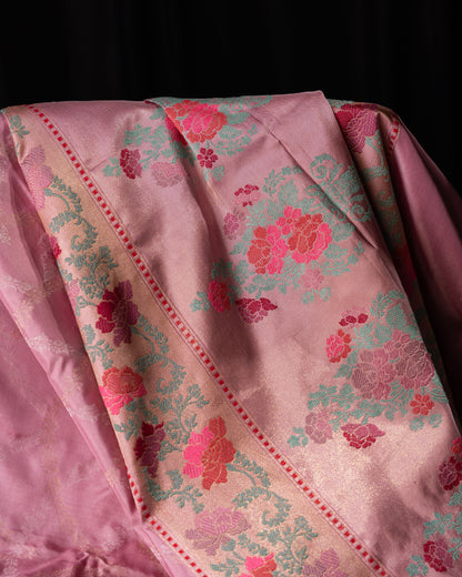 Banarasi Silk Jamdani Jaal Baby Pink Saree