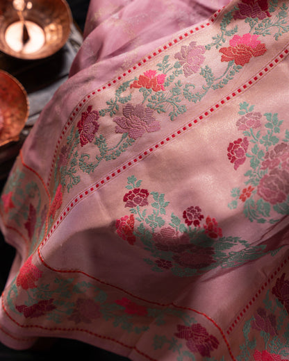 Banarasi Silk Jamdani Jaal Baby Pink Saree