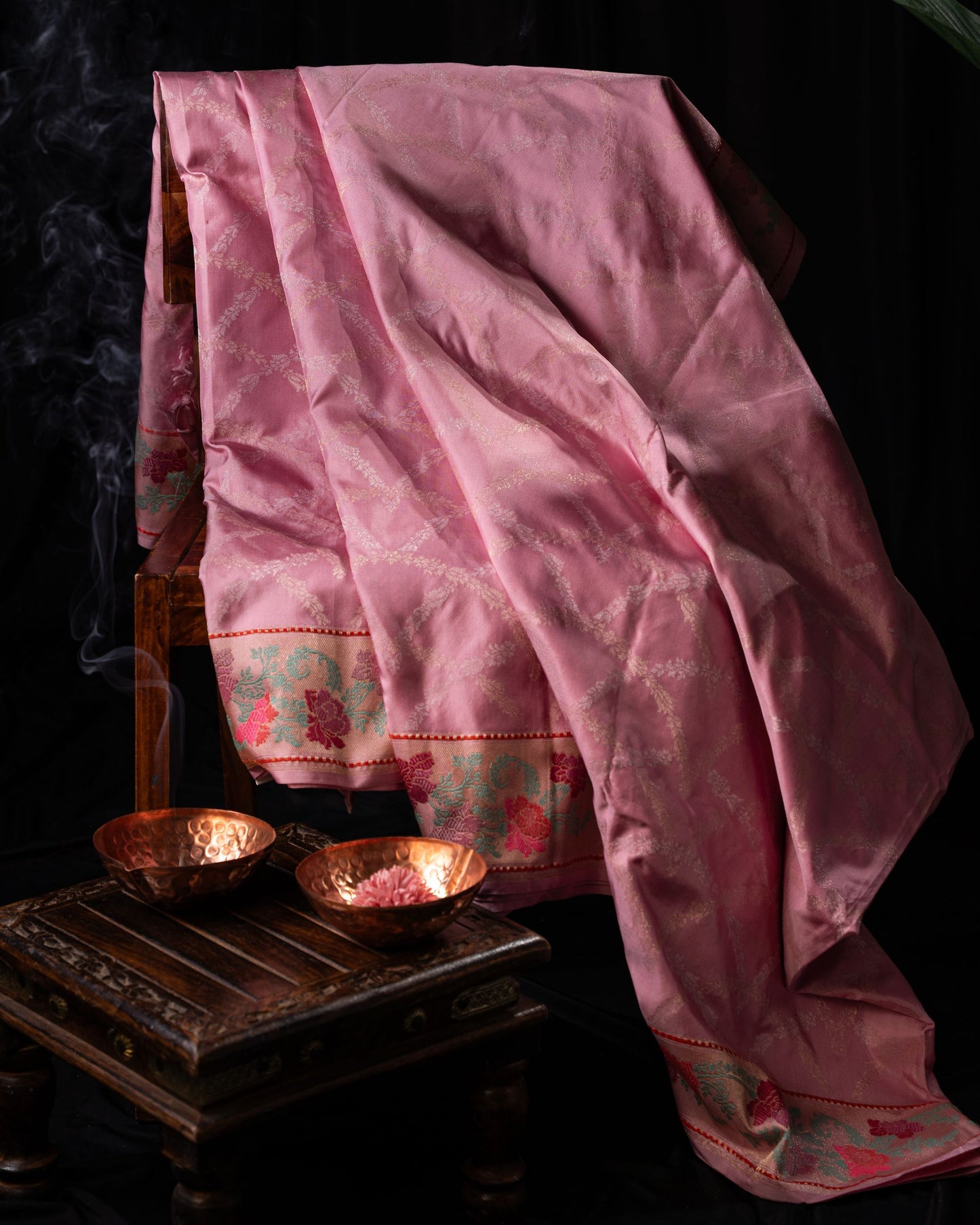Banarasi Silk Jamdani Jaal Baby Pink Saree